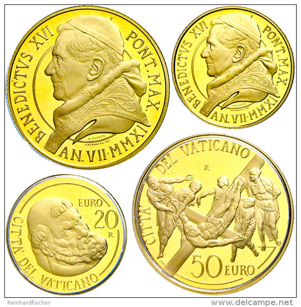 20 Und 50 Euro, Gold, 2011, Die Restaurierte Paolinische Kapelle - St. Paulus Und Kreuzigung, Jeweils In Brauner... - Vatican