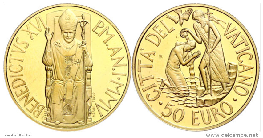 50 Euro, Gold, 2005, Sakramente Der Christlichen Initiation-1. Ausgabe- Taufe, Papst Benedikt XVI., 15 G, 916er... - Vatikan