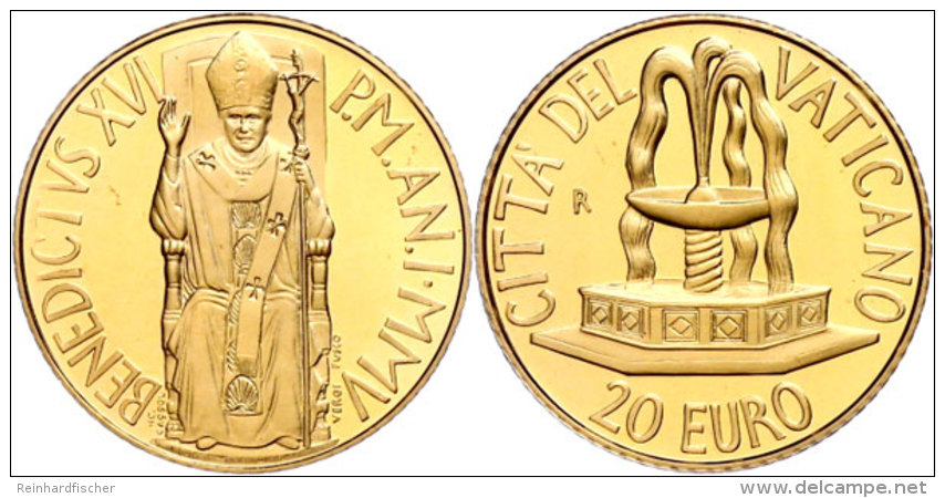 20 Euro, Gold, 2005, Taufbrunnen Mit Drei Font&auml;nen Als Symbol F&uuml;r Die Dreifaltigkeit, 917er Gold, 6 G,... - Vatican