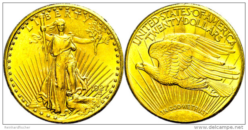 20 Dollars, 1927, Gold, Liberty Standing, Kl.Kratzer, Sonst Vz  Vz20 Dollars, 1927, Gold, Freedom Standing,... - Sonstige & Ohne Zuordnung