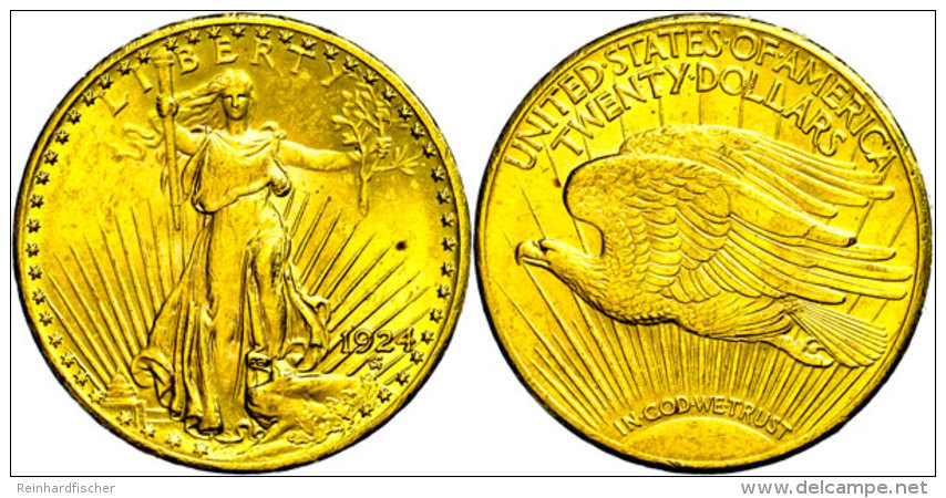 20 Dollars, 1924, Standing Liberty, Philadelphia, Fb. 185, Randfehler, Vz.  Vz20 Dollars, 1924, Standing... - Other & Unclassified
