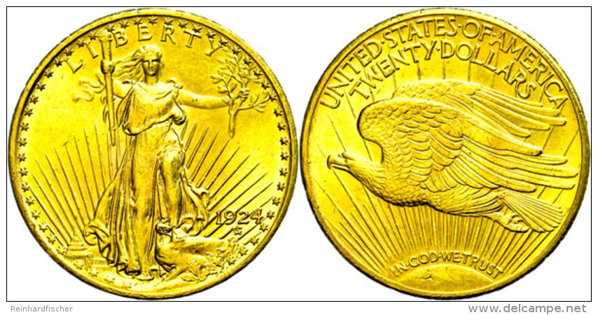 20 Dollars, 1924, Gold, Liberty Standing, Kl.Kratzer, Sonst Vz  Vz20 Dollars, 1924, Gold, Freedom Standing,... - Other & Unclassified