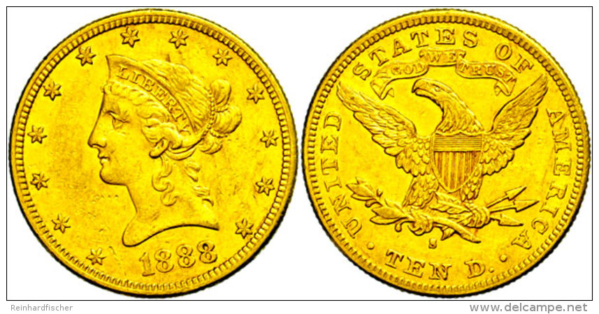 10 Dollars, Gold, 1888, San Francisco, Fb. 160, Kratzer, Ss-vz.  Ss-vz10 Dollars, Gold, 1888, San Francisco,... - Sonstige & Ohne Zuordnung