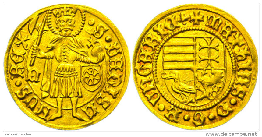 Goldgulden, O.J.(1458-1490), Matthias Corvinius, Huszar 674, Fb. 20, F. Vz.  Gold Guilders, O. J. (1458-1490),... - Ungarn