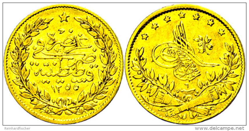 50 Piaster (3,60g), Gold, 1882 (AH 1255(, Jahr 6, Abdul Mejid, Fb. 19, Ss.  Ss50 Piastre (3, 60g), Gold, 1882... - Turkey