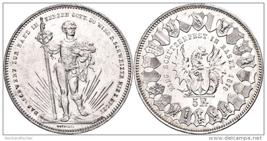 5 Franken, 1879, Basel, HMZ 2-1343l, Kl. Rf., Vz  Vz5 Franc, 1879, Basle, HMZ 2-1343l, Small Edge Nick,... - Sonstige & Ohne Zuordnung
