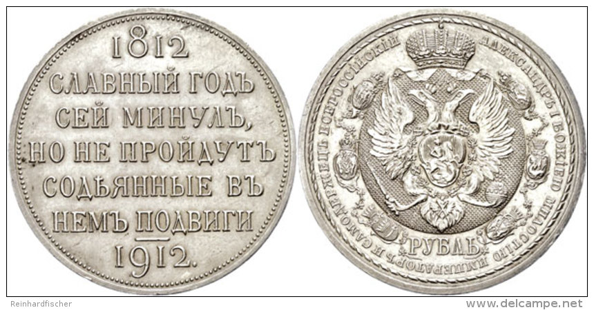 Rubel, 1912, Nikolaus II., St. Petersburg, Auf Den Sieg &uuml;ber Napoleon, Bitkin 334, Kl. Rf., Vz.  VzRouble,... - Russland