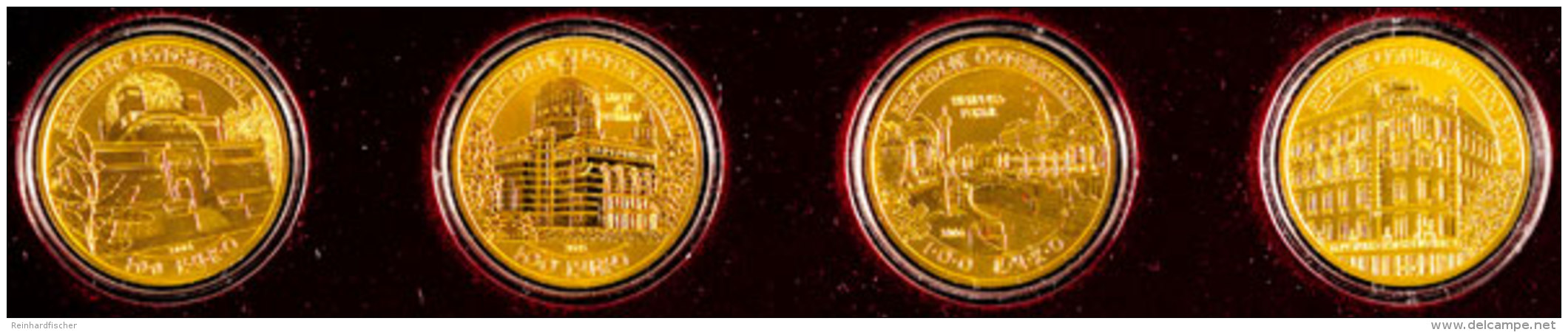 4 X 100 Euro, Gold, 2004-2007, Serie "Der Wiener Jugendstil", Jeweils 16g Fein, Mit Zertifikaten In Massiver... - Oesterreich