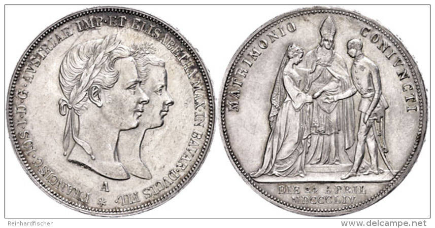 Doppelgulden, 1854, Franz Josef I., Auf Die Verm&auml;hlung Des Kaisers, J. 300, Wz. Rf., Vz.  VzDouble... - Oesterreich
