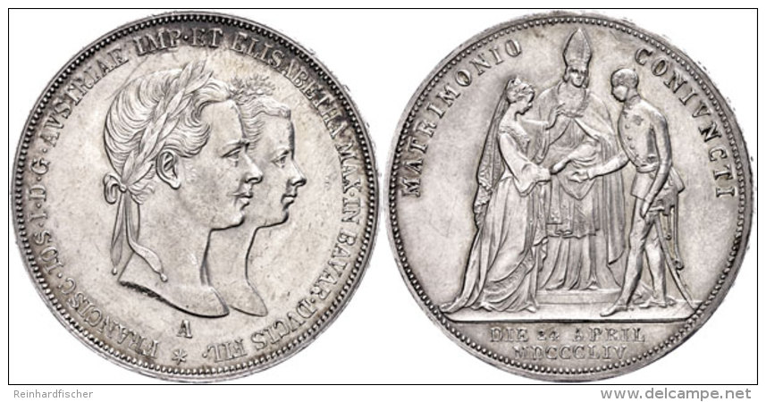 Doppelgulden, 1854, Franz Josef I., Auf Die Verm&auml;hlung Des Kaisers, J. 300, Wz. Rf., Vz.  VzDouble... - Austria