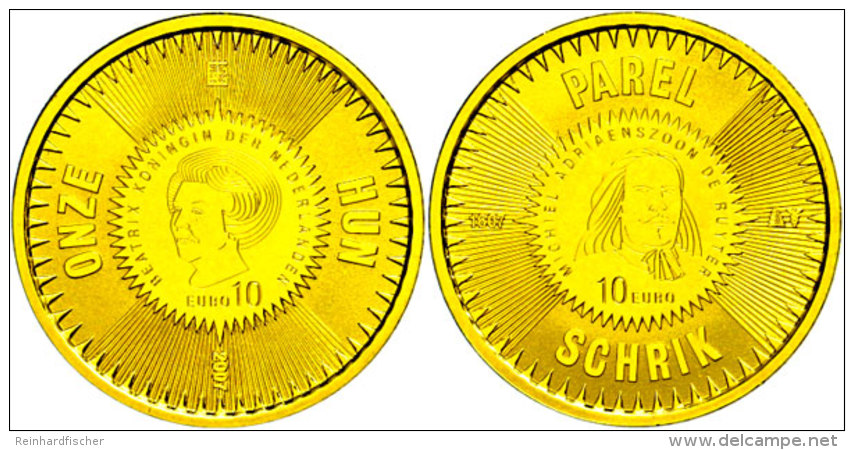 10 Euro, Gold, 2007, 400. Geburtstag Von Michiel De Ruyter, KM 278, Sch&ouml;n 159, Im Holzetui Mit OVP Und... - Other & Unclassified