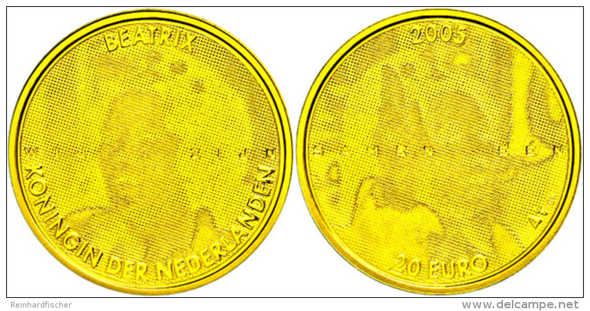 20 Euro, Gold, 2005, 25. Jahrestag Der Thronbesteigung Von K&ouml;nigin Beatrix, KM 262, Sch&ouml;n 140, Im... - Sonstige & Ohne Zuordnung