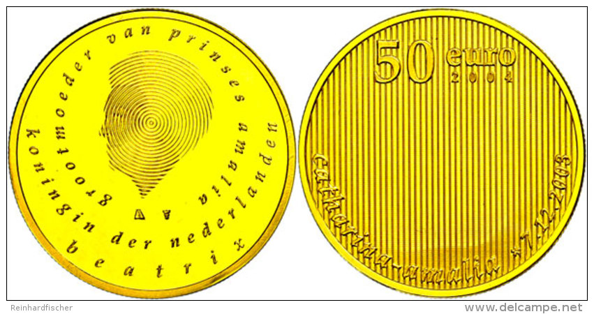 50 Euro, Gold, 2004, Geburt Von Prinzessin Catharina Amalia, KM 250, Sch&ouml;n 133, Im Holzetui Mit OVP Und... - Other & Unclassified