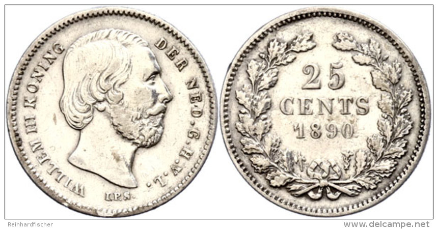 25 Cent, 1890, Wilhelm III., Schulman 639, Randfehler, Ss.  Ss25 Cent, 1890, Wilhelm III., Schulman 639, Margin... - Sonstige & Ohne Zuordnung