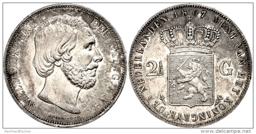 2 1/2 Gulden, 1867, Wilhelm III., Schulman 593, Kl. Rf., Sch&ouml;ne Patina, Vz.  Vz2 + Guilder, 1867, Wilhelm... - Sonstige & Ohne Zuordnung