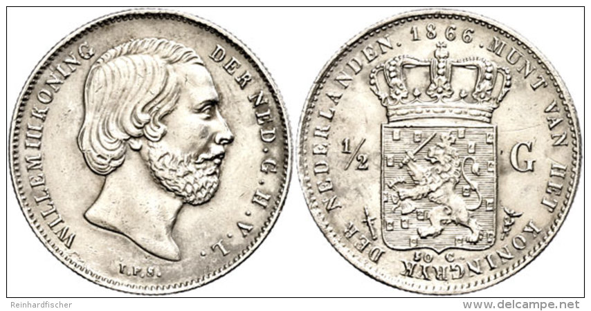 1/2 Gulden, 1866, Wilhelm III., Schulman 632, Ss-vz.  Ss-vz1 / 2 Guilder, 1866, Wilhelm III., Schulman 632,... - Sonstige & Ohne Zuordnung