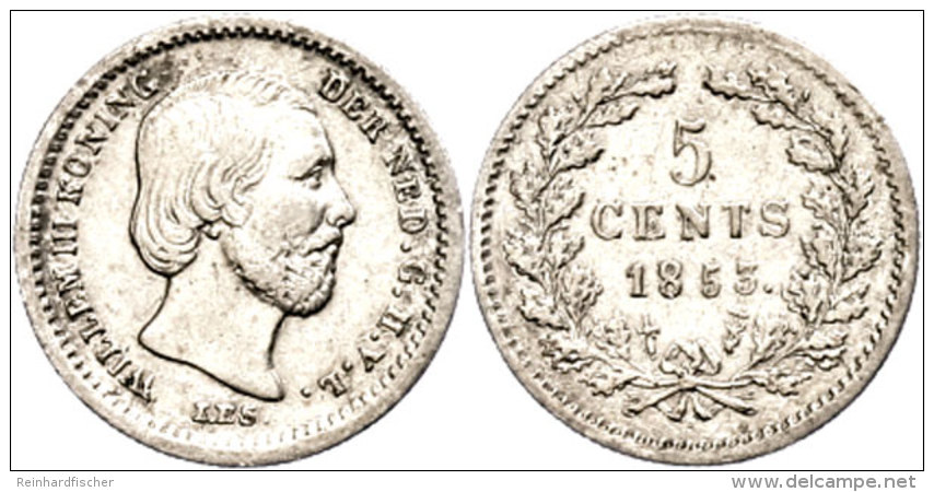 5 Cent, 1853, Wilhelm III., Seltenes Jahr, Schulman 667, Ss.  Ss5 Cent, 1853, Wilhelm III., Rare Year, Schulman... - Sonstige & Ohne Zuordnung