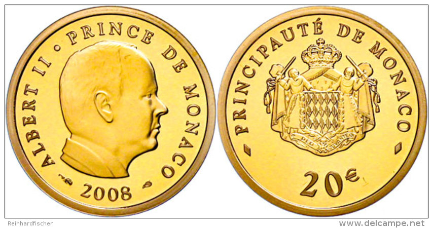 20 Euro, Gold, 2008, Albert II., Mit Zertifikat In Ausgabeschatulle, PP.  PP20 Euro, Gold, 2008, Fools About... - Other & Unclassified