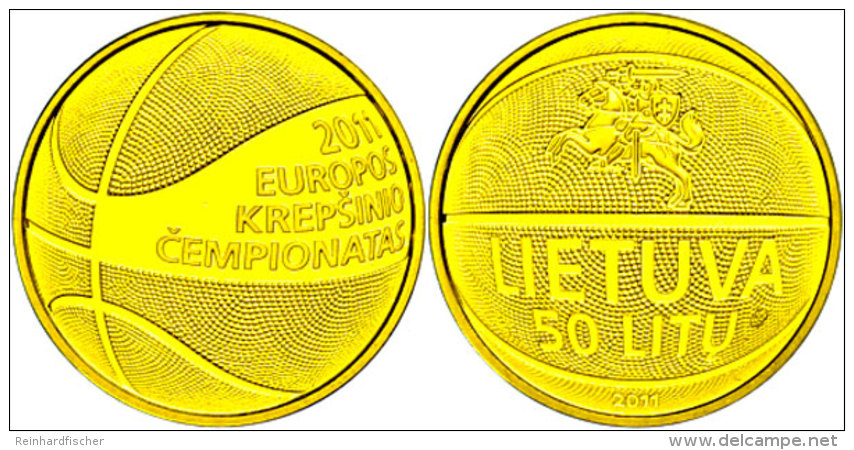 50 Litu, 2011, XXXVII. Basketball - EM, KM 176, Sch&ouml;n 105, In Etui Mit OVP Und Zertifikat, Auflage Nur 5.000... - Litauen