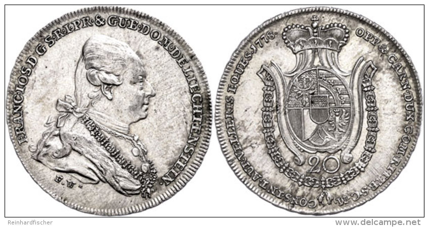 20 Kreuzer, 1778, Franz Joseph I., Divo 82, Vz.  Vz20 Cruiser, 1778, Francis Joseph I., Divo 82, Extremley Fine... - Liechtenstein