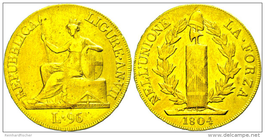 Ligurische Republik, 96 Lire, Gold, 1804, Liguria Sitzend, Fb 448, KM 270, Ss  SsLigurische Republic, 96 Liras,... - Other & Unclassified
