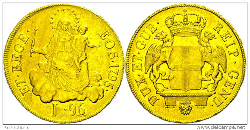 Genua, 96 Lire, Gold, 1795, Madonna Mit Kind, Fb 444, KM 251.2, Ss+  SsGenoa, 96 Liras, Gold, 1795, Madonna... - Other & Unclassified