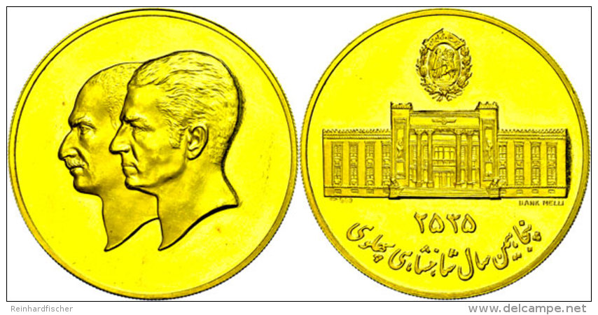 Goldmedaille (Dm. Ca. 42,90mm, Ca. 40,03g), MS 2535 (1976), Auf Das 50j&auml;hrige Bestehen Der Nationalbank,... - Iran