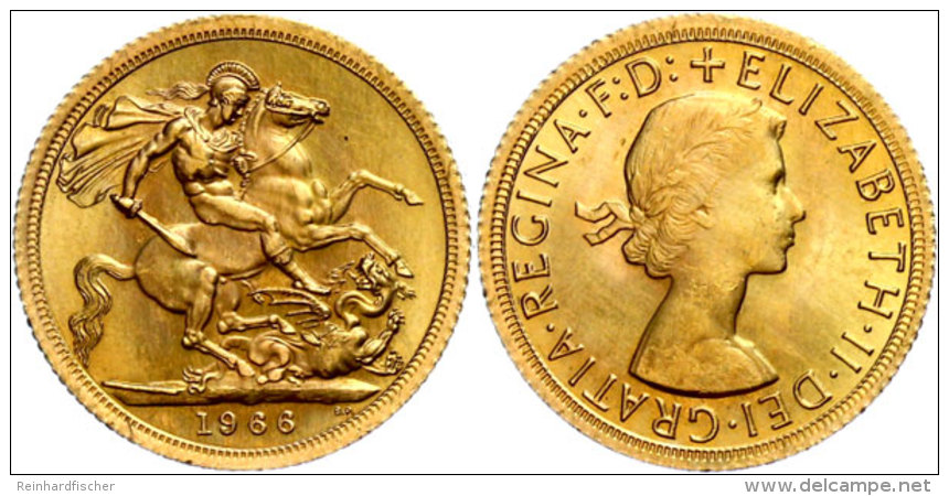 Sovereign, 1966, Gold, Elisabeth II., Vz  VzSovereign, 1966, Gold, Elisabeth II., Extremly Fine  Vz - Sonstige & Ohne Zuordnung