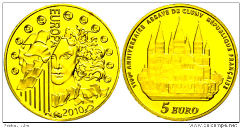 5 Euro, Gold, 2010, Europ&auml;ische W&auml;hrungsunion - Benediktinerkloster (910), KM 1680, Sch&ouml;n 1096, Im... - Sonstige & Ohne Zuordnung