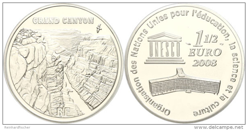 1,5 Euro, 2008, 60 Jahre UNESCO - Grand Canyon National Park, KM 1574, Sch&ouml;n 989, Im Etui Mit OVP Und... - Other & Unclassified