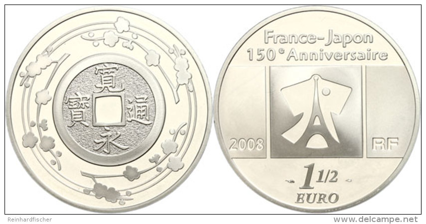 1,5 Euro, 2008, 150. Jahrestag Des Handelsvertrages Mit Japan - Cashm&uuml;nze, KM 1551, Sch&ouml;n 970, Im Etui... - Sonstige & Ohne Zuordnung
