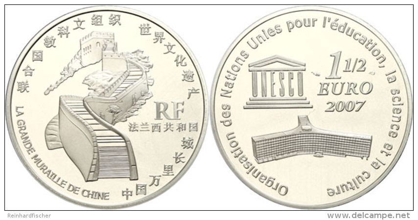 1,5 Euro, 2007, 60 Jahre UNESCO - Chinesische Mauer, Sch&ouml;n 919, Im Etui Mit OVP Und Zertifikat, Auflage Nur... - Sonstige & Ohne Zuordnung