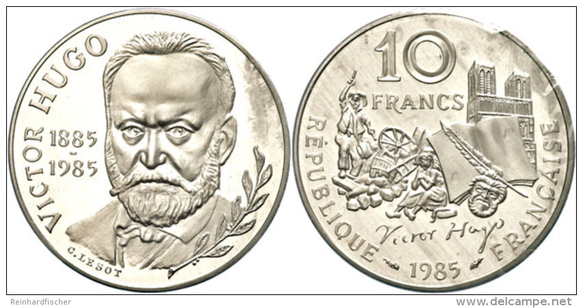 10 Francs, 1985, Pi&eacute;dfort, Hugo, Verschwei&szlig;t, Mit Zertifikat In Schatulle (besch&auml;digt), St. ... - Sonstige & Ohne Zuordnung