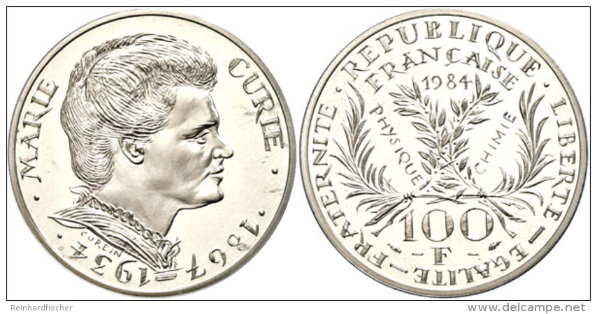 100 Francs, 1984, Pi&eacute;dfort, Marie Curie, Verschwei&szlig;t, Mit Zertifikat In Schatulle, PP.  PP100... - Sonstige & Ohne Zuordnung