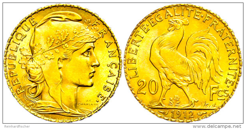 20 Francs, 1912, Gold, Marianne, Vz-st  Vz-st20 Franc, 1912, Gold, Marianne, Extremly Fine To Uncirculated ... - Sonstige & Ohne Zuordnung