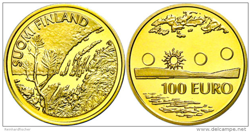 100 Euro, Gold, 2002, Lappland, Fb. 15, Mit Zertifikat In Ausgabeschatulle, PP.  PP100 Euro, Gold, 2002,... - Finland