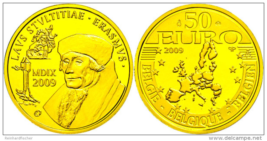 50 Euro, Gold, 2009, 500 Jahre Lob Der Torheit - Desiderius Erasmus, KM 286, Sch&ouml;n 268, Im Etui Mit Kapsel... - Other & Unclassified