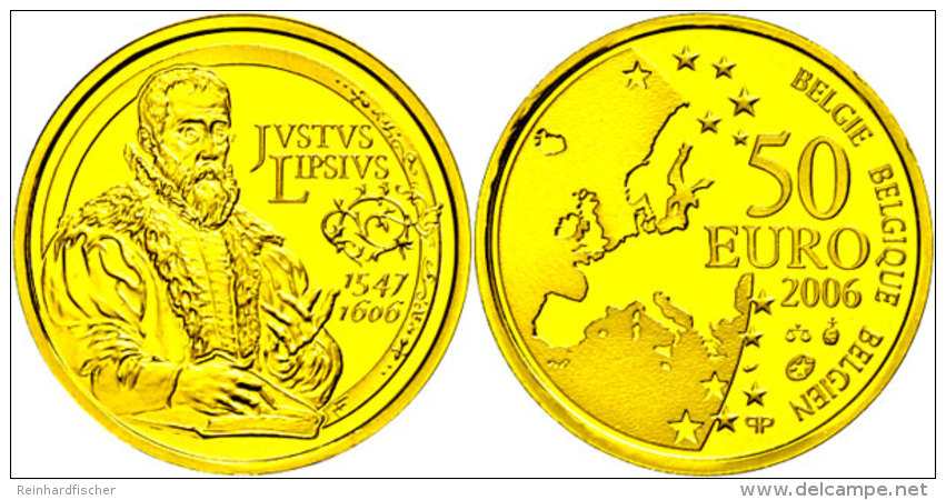 50 Euro, Gold, 2006, 400. Todestag Von Justus Lipsius, KM 256, Sch&ouml;n 225, Im Etui Mit Kapsel Und Zertifikat,... - Other & Unclassified