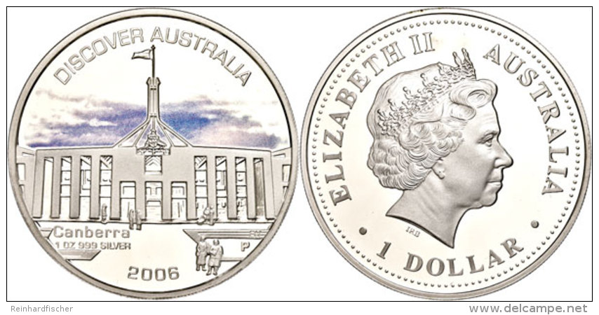 1 Dollar, 2006, Australien Entdecken - Canberra (Tampondruck), KM 942, Sch&ouml;n 1005, Im Etui Mit OVP Und... - Other & Unclassified