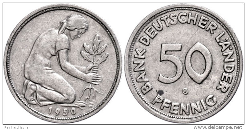 50 Pfennig, 1950, Bank Deutscher L&auml;nder, Pr&auml;gung G, Ss, Katalog: J. 379 Ss50 Penny, 1950, Bank German... - Sonstige & Ohne Zuordnung