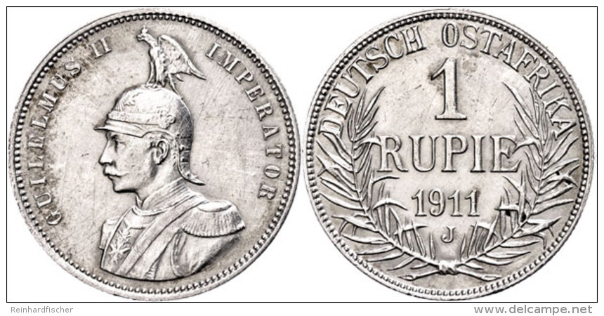 DOA, 1 Rupie, 1911 J, Wilhelm II. In Uniform, Berieben, Patina, Vz., Katalog: J. N 722 VzDOA, 1 Rupee, 1911 J,... - Sonstige & Ohne Zuordnung