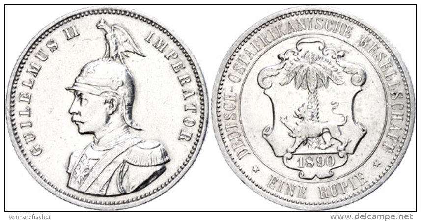 DOA, 1 Rupie, 1890, Wilhelm II. In Uniform, Leicht Berieben, Poliert, Ss., Katalog: J. N 713 SsDOA, 1 Rupee,... - Sonstige & Ohne Zuordnung