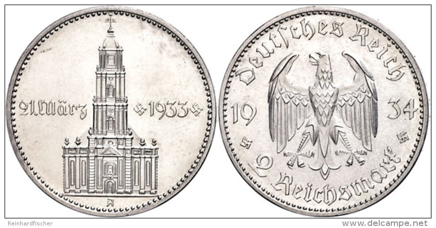 2 Reichsmark, 1934, A, Garnisonkirche Mit Datum, Haarlinien, PP., Katalog: J. 355 PP2 Reichmark, 1934, A,... - Sonstige & Ohne Zuordnung