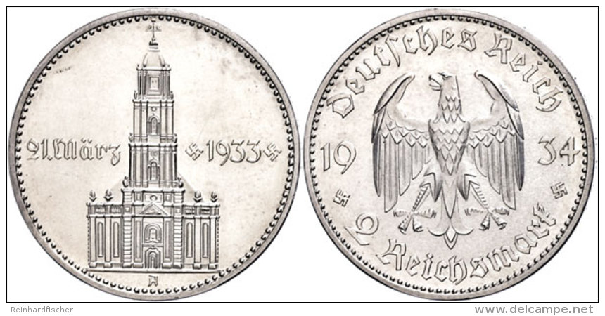 2 Reichsmark, 1934, A, Garnisonkirche Mit Datum, Haarlinien, PP., Katalog: J. 355 PP2 Reichmark, 1934, A,... - Other & Unclassified