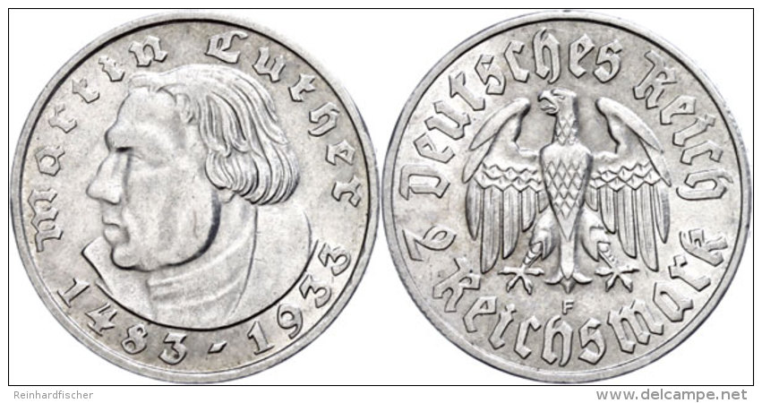 3 Reichsmark, 1933 A, Martin Luther, Win. Kratzer, Ss-vz., Katalog: J. 352 Ss-vz3 Reichmark, 1933 A, Martin... - Sonstige & Ohne Zuordnung