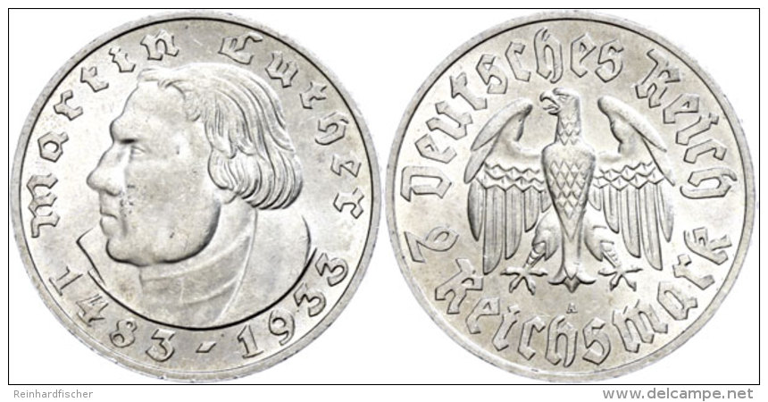 3 Reichsmark, 1933 A, Martin Luther, Kl. Kratzer, Vz+., Katalog: J. 352 Vz3 Reichmark, 1933 A, Martin Luther,... - Other & Unclassified