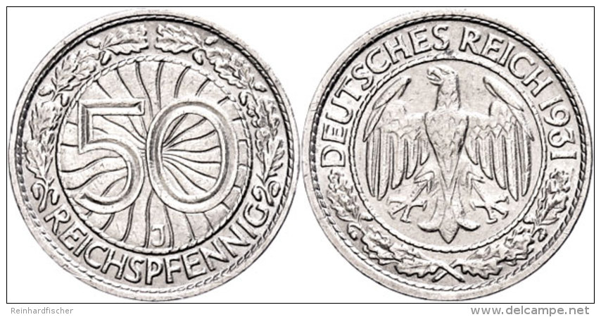 50 Reichspfennig, 1931, J, Ss., Katalog: J. 324 Ss50 Reichs Penny, 1931, J, Very Fine., Catalogue: J. 324 Ss - Other & Unclassified