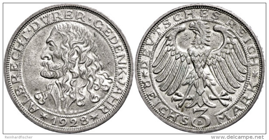 3 Reichsmark, 1928, D&uuml;rer, Vz-st., Katalog: J. 332 Vz-st3 Reichmark, 1928, Duerer, Extremly Fine To... - Sonstige & Ohne Zuordnung