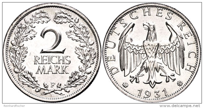 2 Reichsmark, 1931, F, Vz-st., Katalog: J. 320 Vz-st2 Reichmark, 1931, F, Extremly Fine To Uncirculated.,... - Sonstige & Ohne Zuordnung