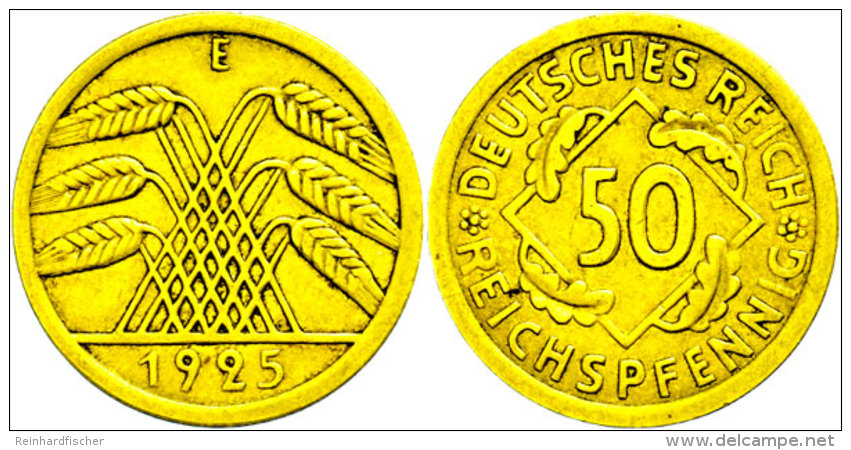 50 Reichspfennig, 1925, E, Ss., Katalog: J. 318 Ss50 Reichs Penny, 1925, E, Very Fine., Catalogue: J. 318 Ss - Sonstige & Ohne Zuordnung